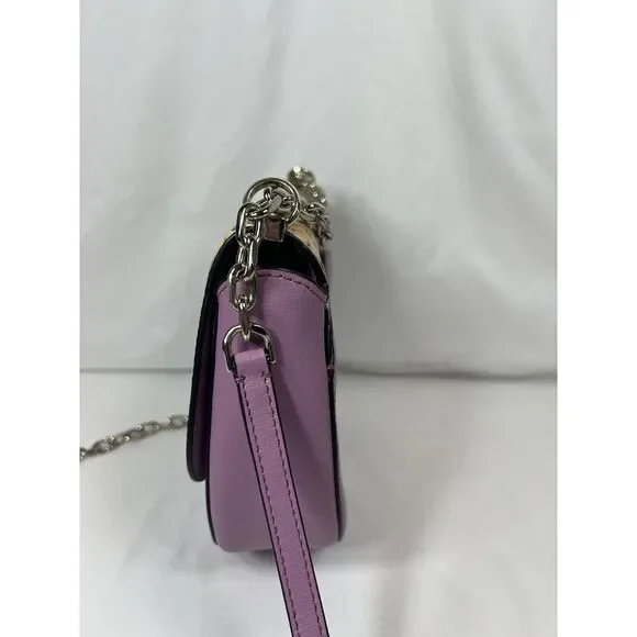 KATE SPADE NEW YORK MEDIUM‎ CHAIN SADDLE BAG ROBYN EXOTIC PINK MAUVE - Picture 5 of 16